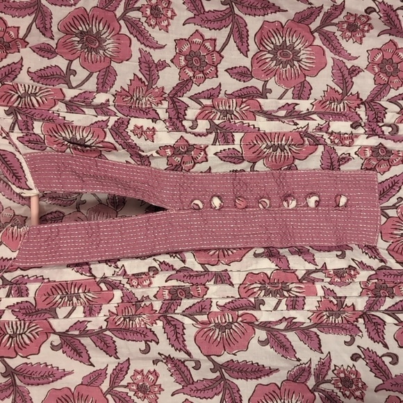 SRISHTI Pink Mauve Floral Kurta Cotton Faux Button Front Size Medium - Picture 3 of 6